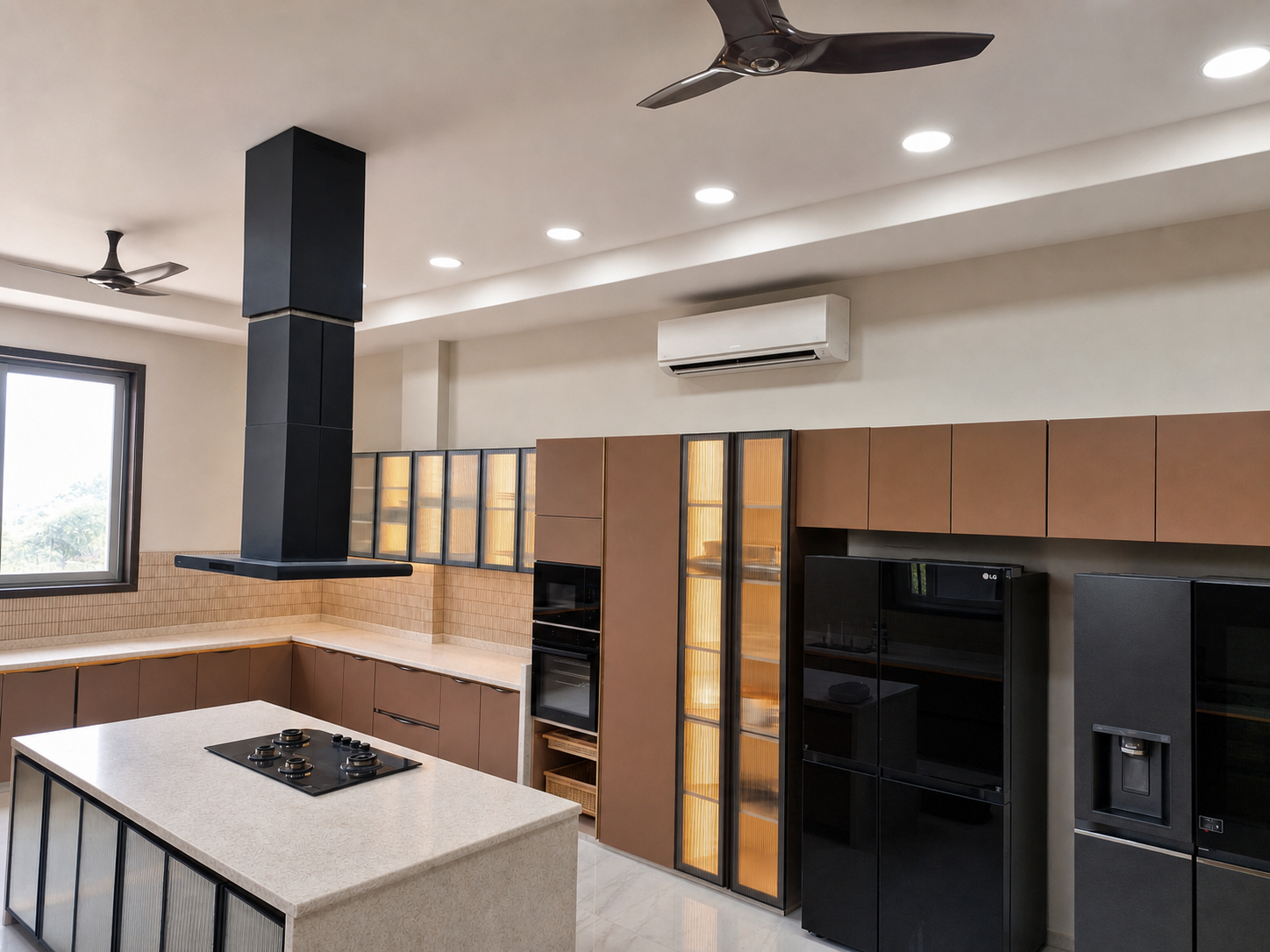 Custom furniture and warm interior details